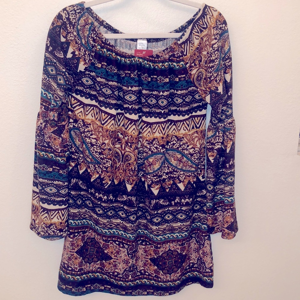 Brown- Maternity-Bell Sleeves Tunic Top L-XL NWT